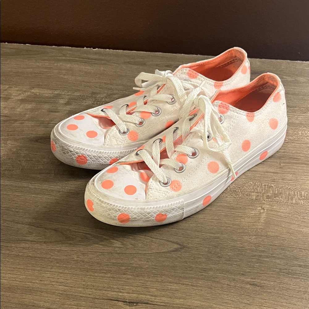 Converse White and Pink Polka Dot Sneakers